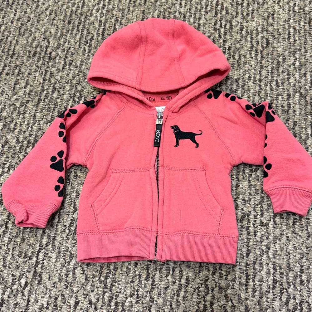 Black dog infant hoodie 6 months